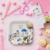 Santorini-Hochzeit in Urlaubsort Pappteller (Party)