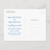 Santorini-Hochzeit in Urlaubsort Save the Date Ankündigungspostkarte (Rückseite)