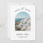 Santorini Hochzeit rette das Datum Einladung (Vorderseite)