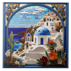 Santorini Imitats Stainted Glass Arch, Griechenlan Fliese