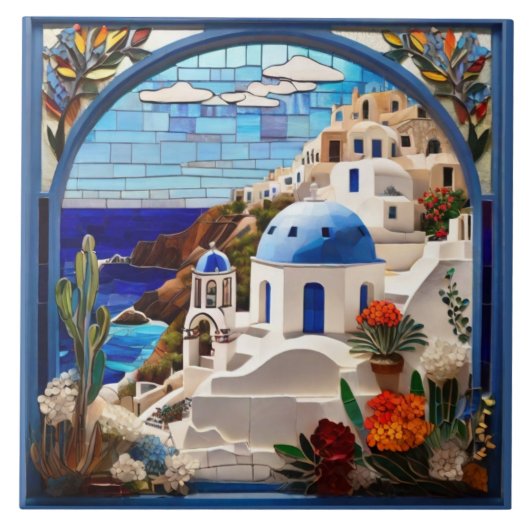 Santorini Imitats Stainted Glass Arch, Griechenlan Fliese (Vorderseite)
