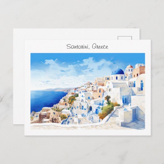 Santorini in Griechenland bemalt Postkarte (Vorne/Hinten)