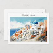 Santorini in Griechenland bemalt Postkarte (Vorne/Hinten)
