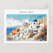 Santorini in Griechenland bemalt Postkarte (Vorderseite)