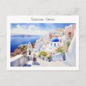 Santorini in Griechenland bemalt Postkarte (Vorderseite)