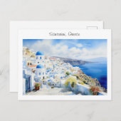 Santorini in Griechenland bemalt Postkarte (Vorne/Hinten)