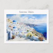 Santorini in Griechenland bemalt Postkarte (Vorderseite)