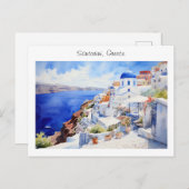 Santorini in Griechenland bemalt Postkarte (Vorne/Hinten)