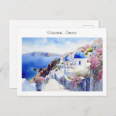 Santorini in Griechenland bemalt Postkarte (Vorne/Hinten)