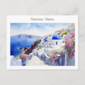Santorini in Griechenland bemalt Postkarte (Vorderseite)