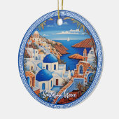 Santorini Insel Griechenland Meeresmalerei | Reise Keramik Ornament (Links)