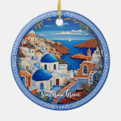 Santorini Insel Griechenland Meeresmalerei | Reise Keramik Ornament (Hinten)