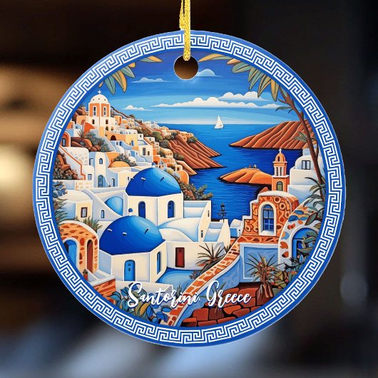 Santorini Insel Griechenland Meeresmalerei | Reise Keramik Ornament