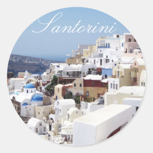 Santorini Insel Griechenland Runder Aufkleber