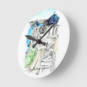 Santorini Insel Griechenland Sommer-Erinnerungen P Runde Wanduhr (Winkel)