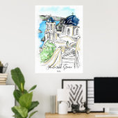 Santorini Insel Griechenland Sommer-Erinnerungen Poster (Heimbüro)