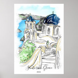 Santorini Insel Griechenland Sommer-Erinnerungen Poster
