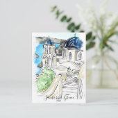Santorini Insel Griechenland Sommer-Erinnerungen Postkarte (Stehend Vorderseite)