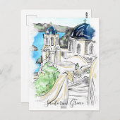 Santorini Insel Griechenland Sommer-Erinnerungen Postkarte (Vorne/Hinten)