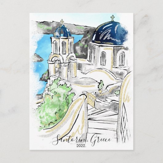 Santorini Insel Griechenland Sommer-Erinnerungen Postkarte (Vorderseite)