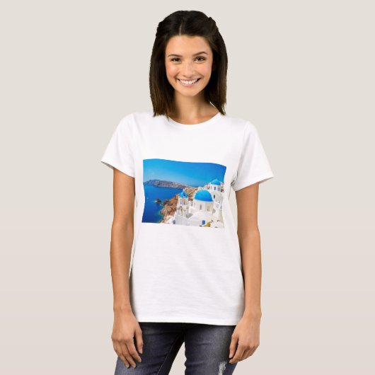 Santorini Insel - Kessel, Griechenland T-Shirt (Vorne ganz)
