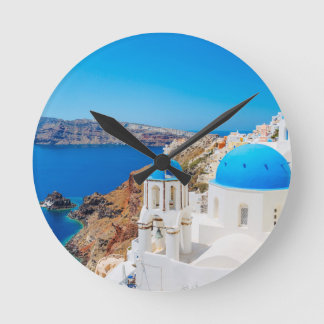 Santorini Island - Caldera, Greece Runde Wanduhr