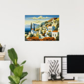 Santorini Island Ölgemälde Griechenland Reisen | A Poster (Heimbüro)