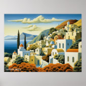 Santorini Island Ölgemälde Griechenland Reisen | A Poster (Vorne)