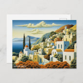 Santorini Island Ölgemälde Griechenland Reisen | A Postkarte (Vorne/Hinten)