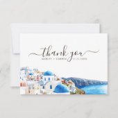 Santorini Island Watercolor Destination Wedding Dankeskarte (Vorderseite)