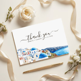 Santorini Island Watercolor Destination Wedding Dankeskarte
