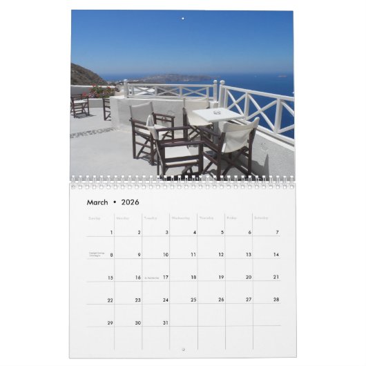 Santorini Kalender (Mär 2026)