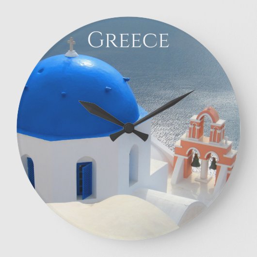 Santorini Kirche am Nachmittag Sun Große Wanduhr (Vorderseite)