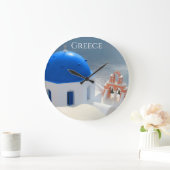 Santorini Kirche am Nachmittag Sun Große Wanduhr (Zuhause)
