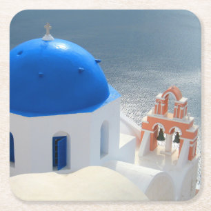 Santorini Kirche am Nachmittag Sun Rechteckiger Pappuntersetzer