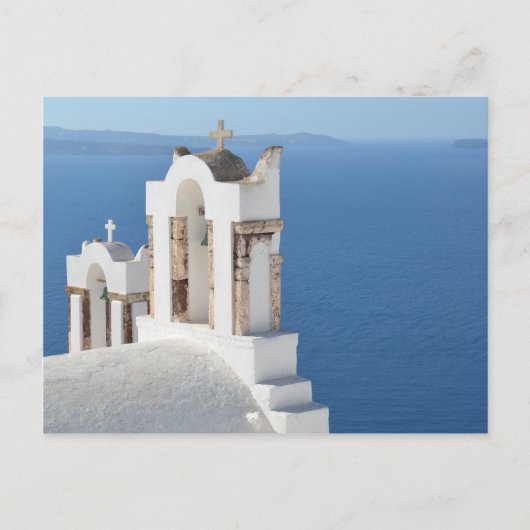 Santorini Kirche Aussicht Postkarte (Vorderseite)