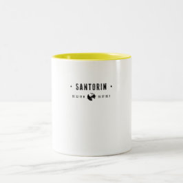 Santorini Koordinaten mit Globus und Sternen Zweifarbige Tasse