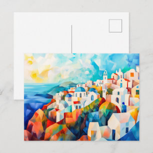 Santorini Küste in künstlerischer Impression Feiertagspostkarte