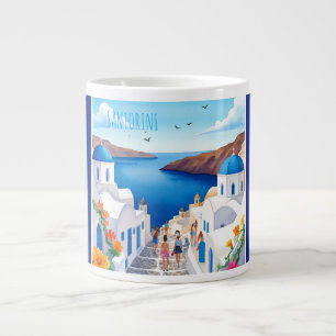 Santorini mit schöner romantischer Aussicht auf Gr Jumbo-Tasse