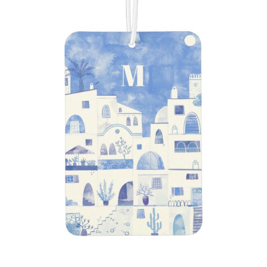 Santorini Monogram Aquarellfarben Kunst Autolufterfrischer (Rückseite)
