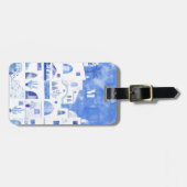 Santorini Monogram Aquarellfarben Kunst Gepäckanhänger (Vorderseite horizontal)