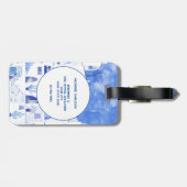 Santorini Monogram Aquarellfarben Kunst Gepäckanhänger (Rückseite horizontal)