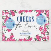 Santorini Musical Bougainvillea Brautparty Mini Schaumweinetikett (Einzelnes Label)