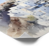 Santorini Oia Griechenland Aquarell Art Print Post Poster (Ecke)