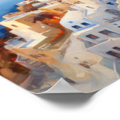 Santorini Oia Griechenland Aquarell Art Print Post Poster (Ecke)