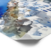 Santorini Oia Griechenland Aquarell Art Print Post Poster (Ecke)