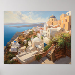 Santorini Oia Griechenland Malerei Art Print Poste Poster