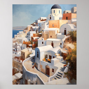 Santorini Oia Griechenland Malerei Art Print Poste Poster