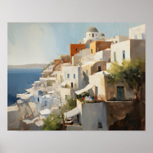 Santorini Oia Griechenland Malerei Art Print Poste Poster