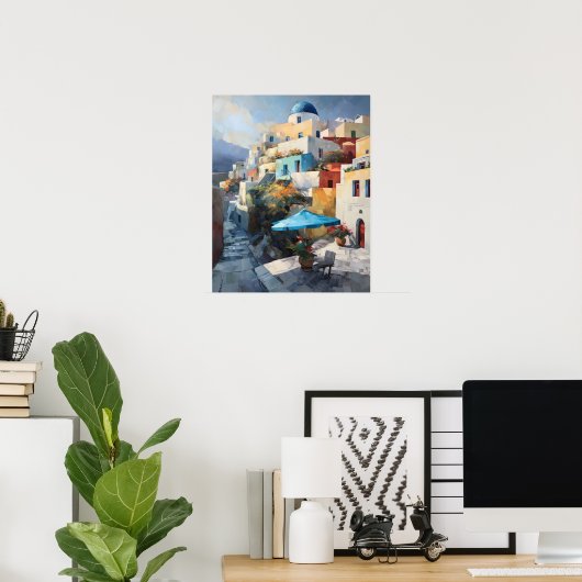 Santorini Oia Griechenland Malerei Art Print Poste Poster (Heimbüro)